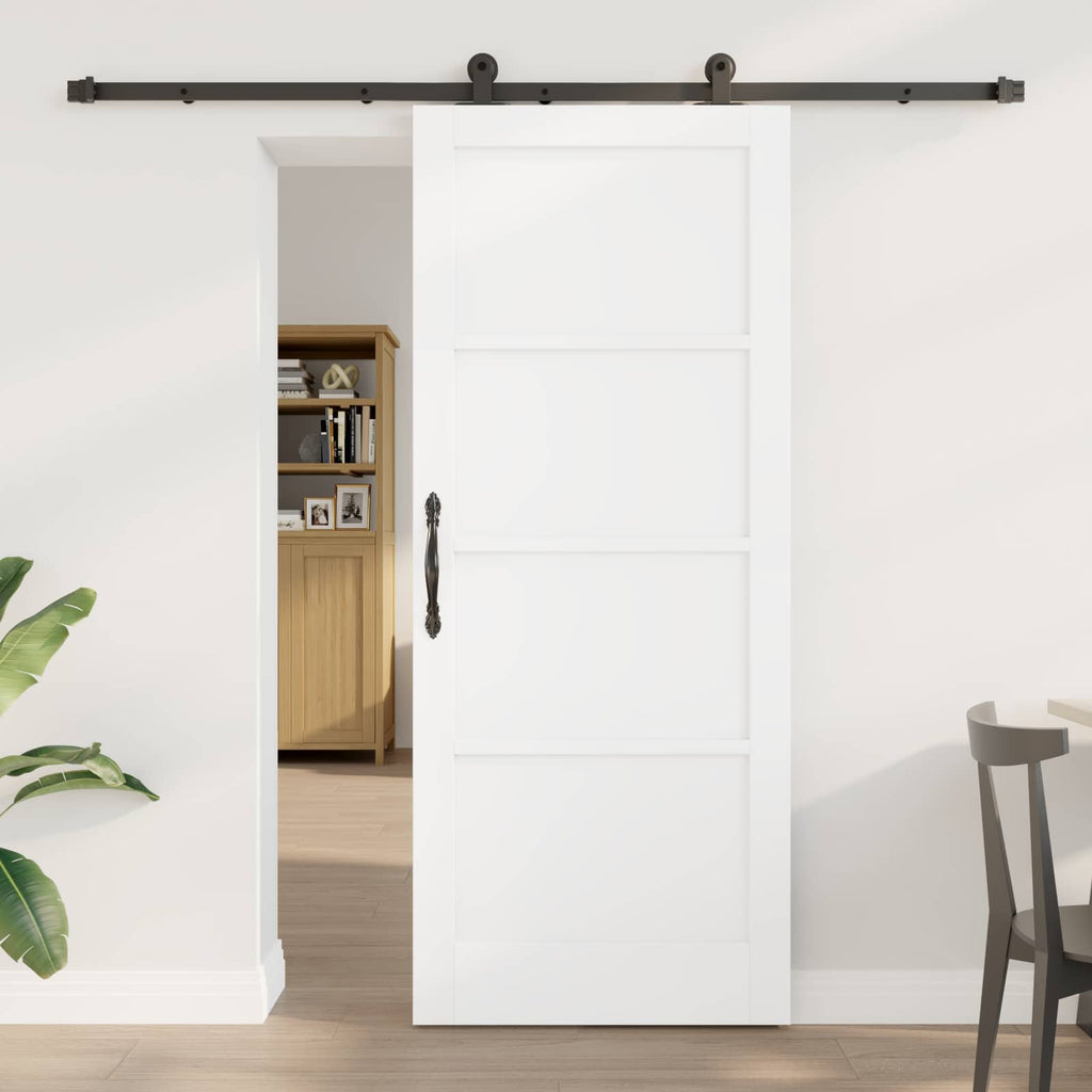 vidaXL Drzwi przesuwne ORKDAL Biały 83 x 202 cm Lite drewno sosnowe