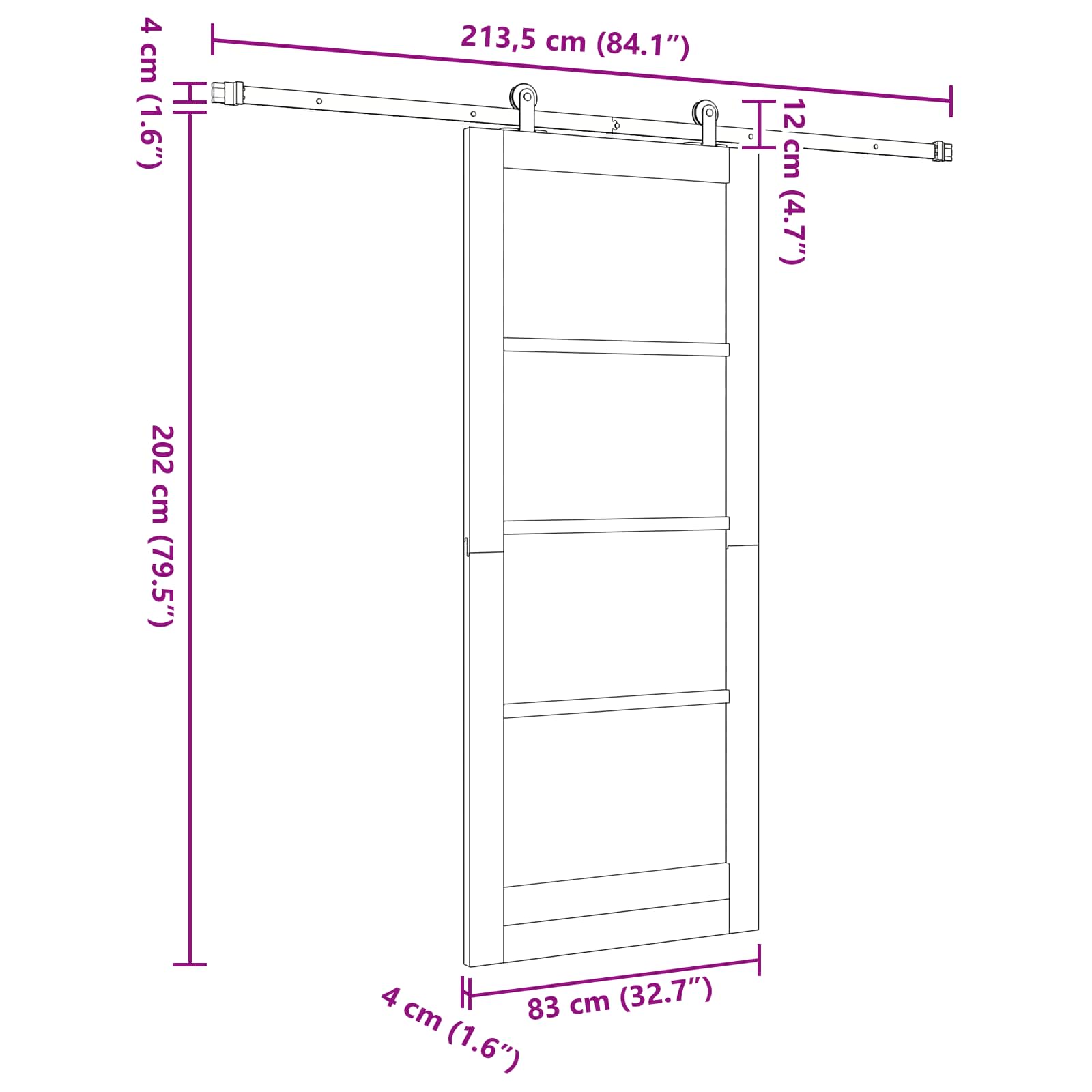 vidaXL Drzwi przesuwne ORKDAL Biały 83 x 202 cm Lite drewno sosnowe