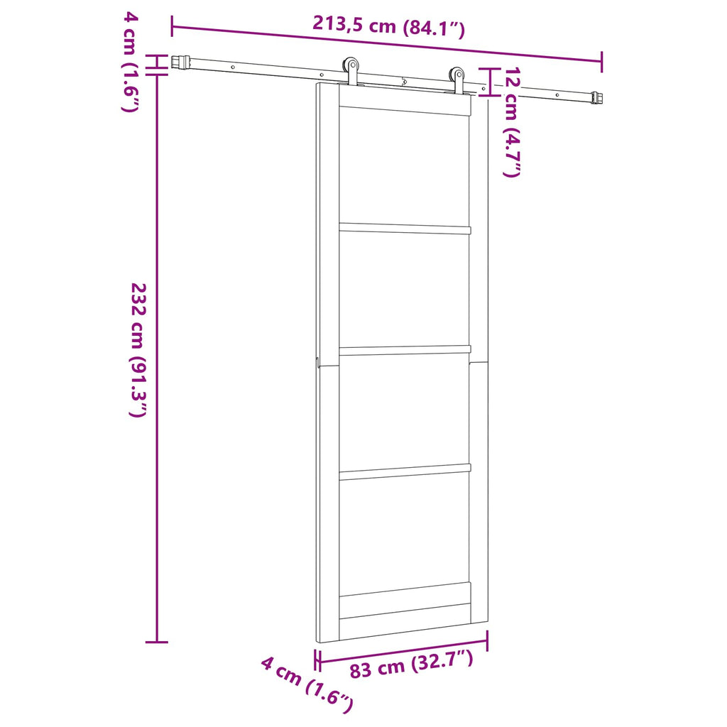 vidaXL Drzwi przesuwne ORKDAL naturalny 83 x 232 cm