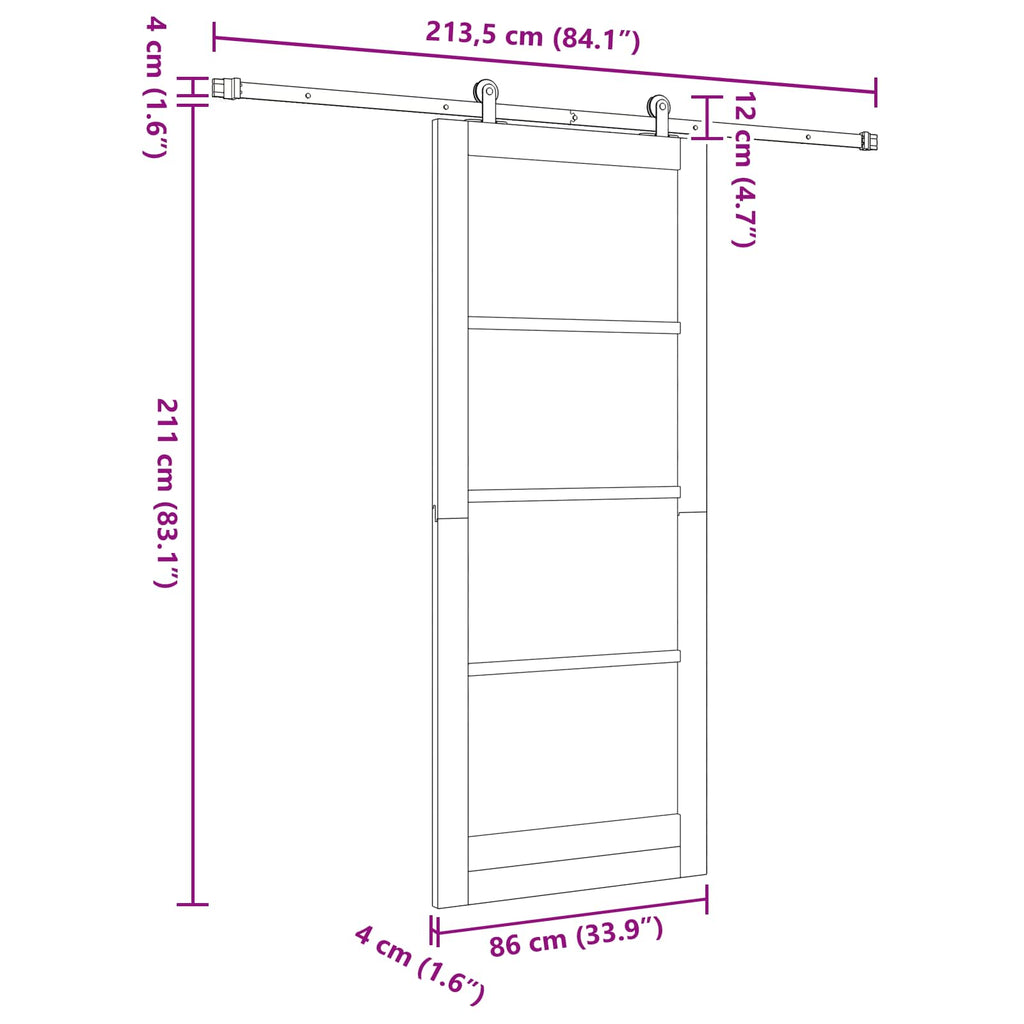 vidaXL Drzwi przesuwne ORKDAL naturalny 86 x 211 cm