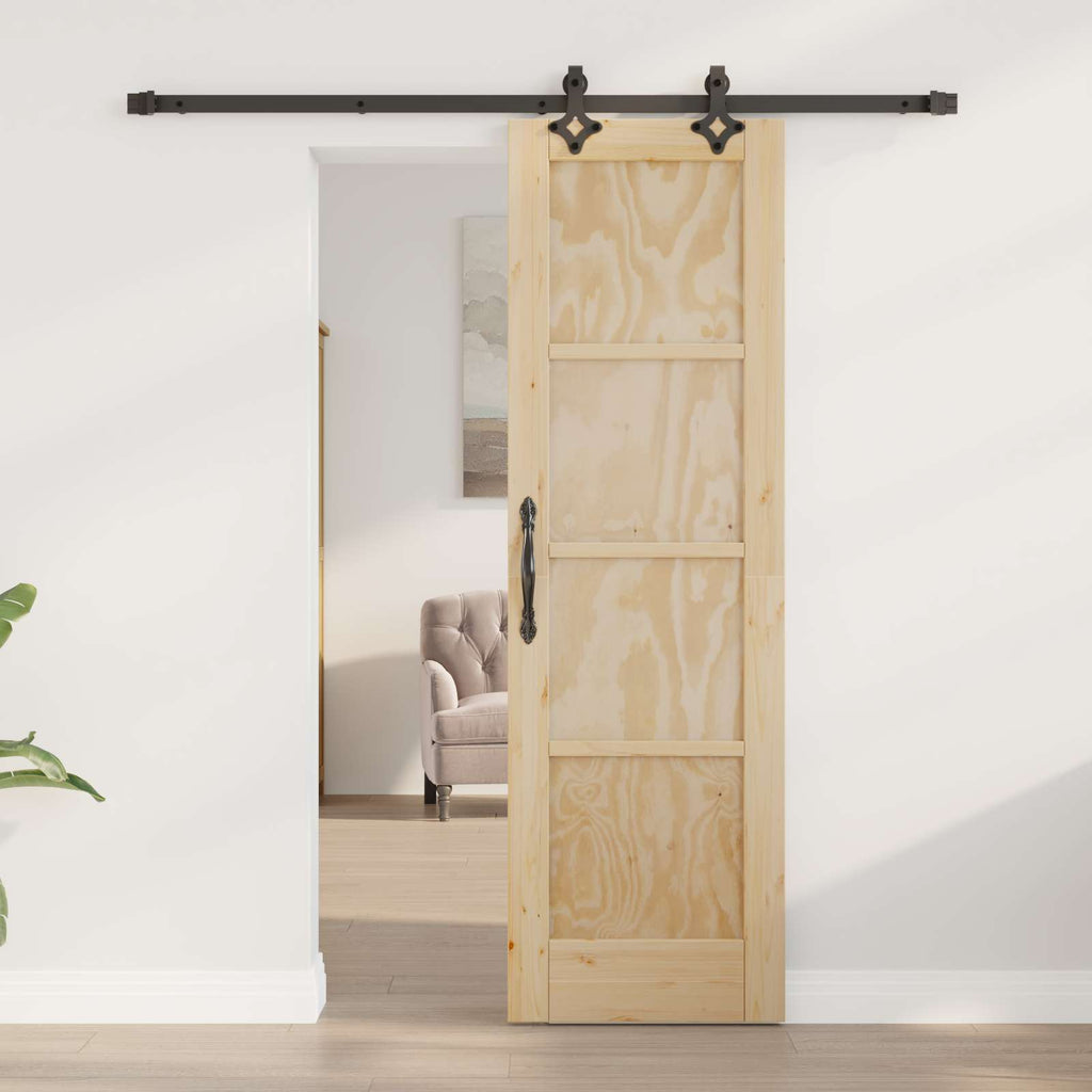 vidaXL Drzwi przesuwne Naturalny i czarny 61 x 198,5 cm