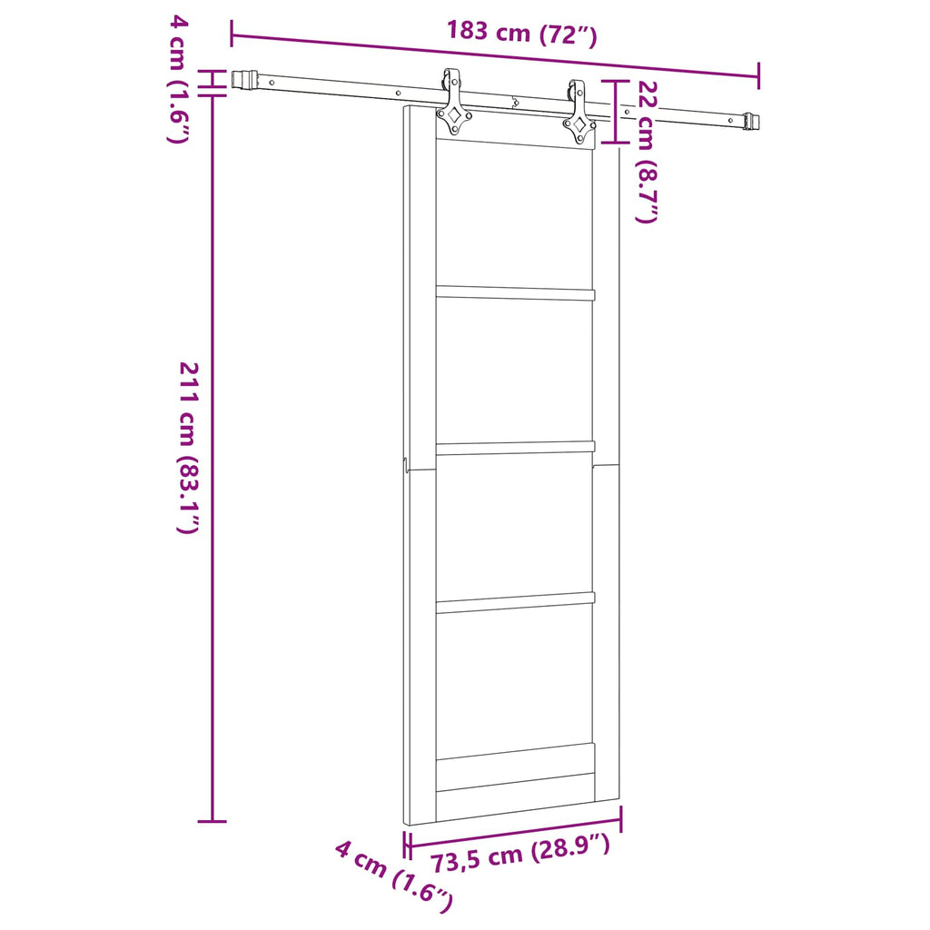 vidaXL Drzwi przesuwne Naturalny i czarny 73,5 x 211 cm