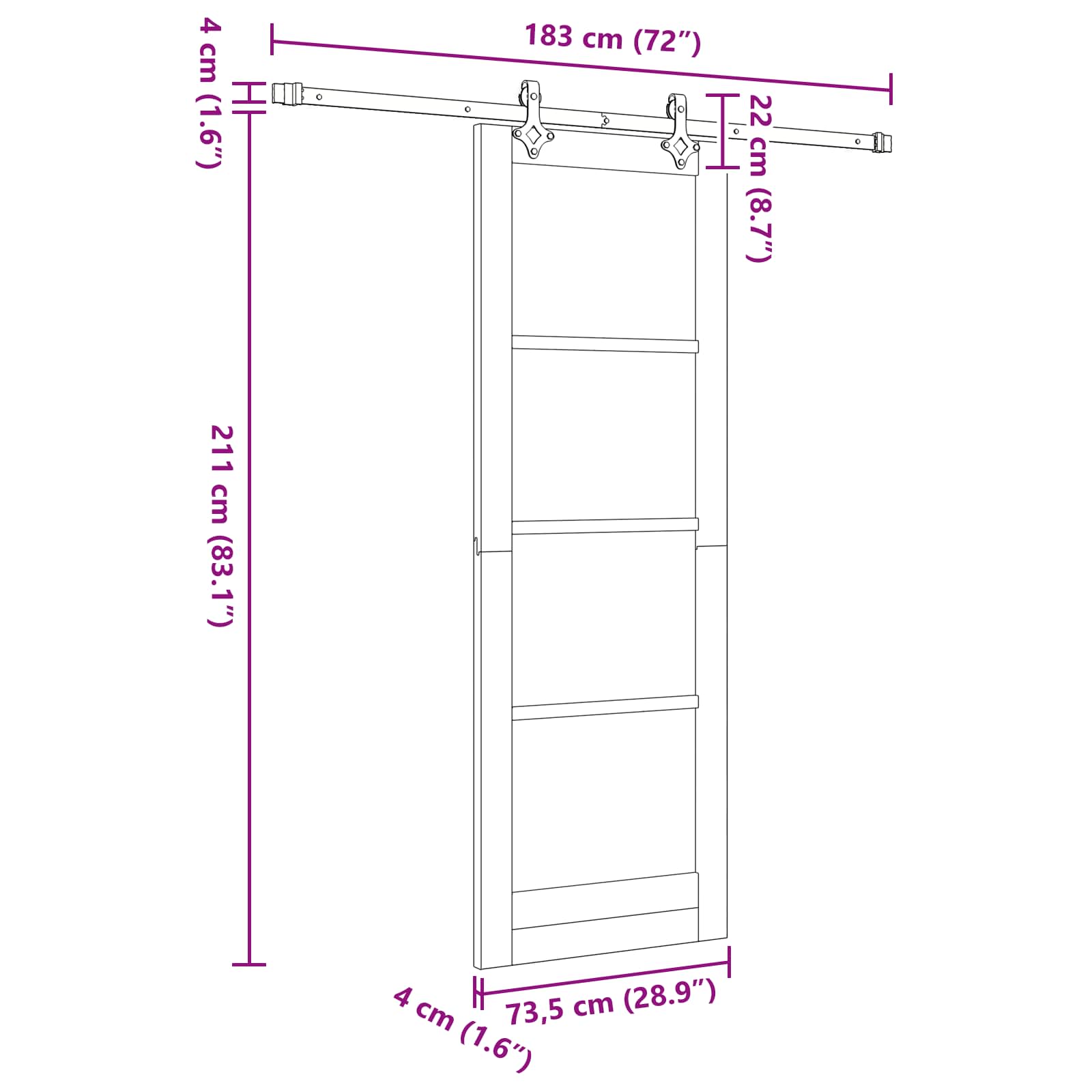 vidaXL Drzwi przesuwne Naturalny i czarny 73,5 x 211 cm