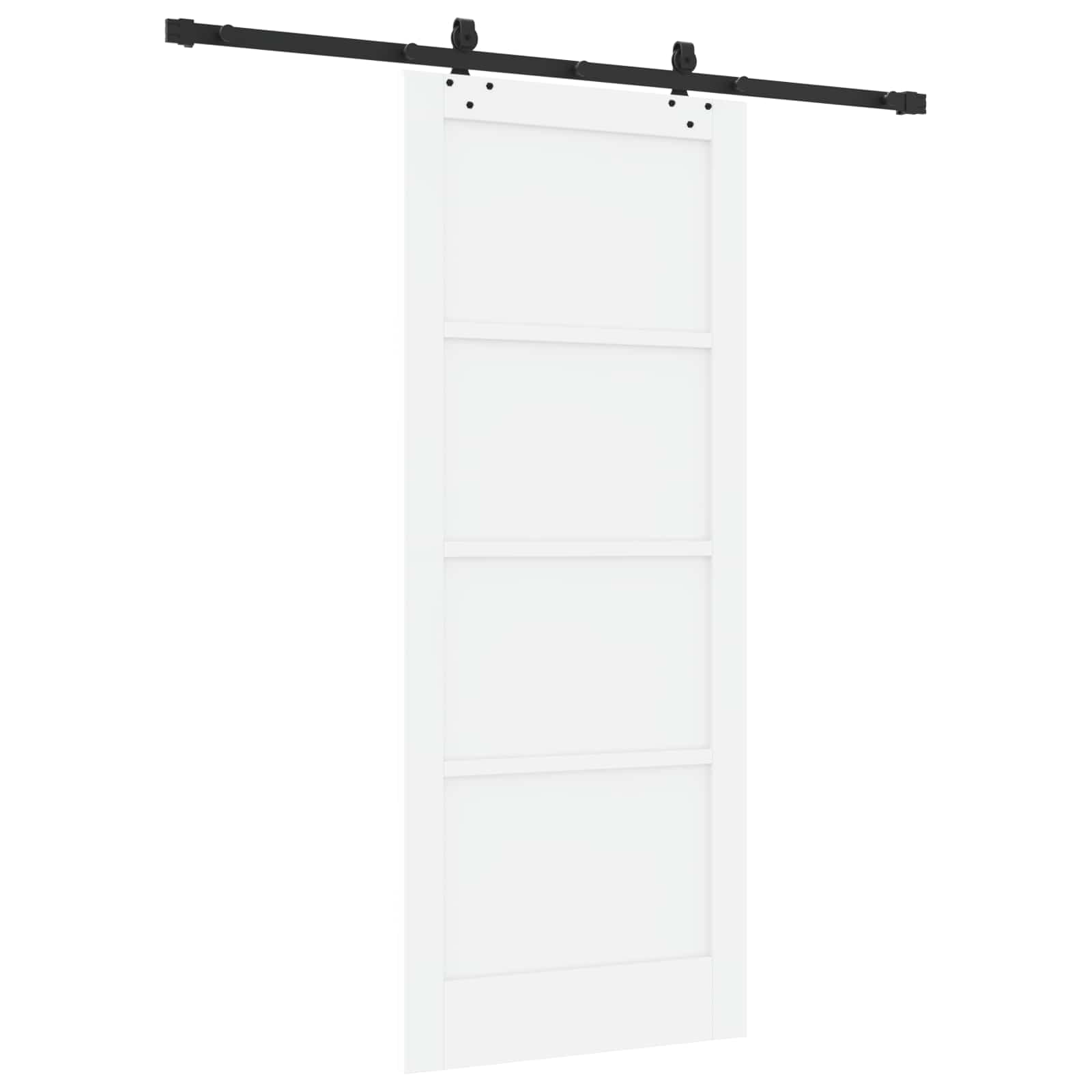 vidaXL Drzwi przesuwne biały i czarny 83 x 202 cm Lite drewno sosnowe