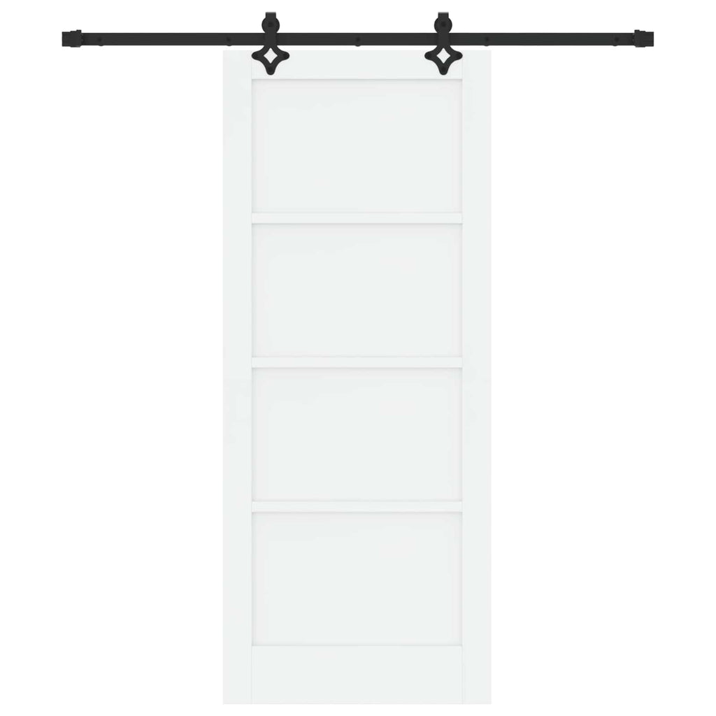 vidaXL Drzwi przesuwne biały i czarny 83 x 202 cm Lite drewno sosnowe