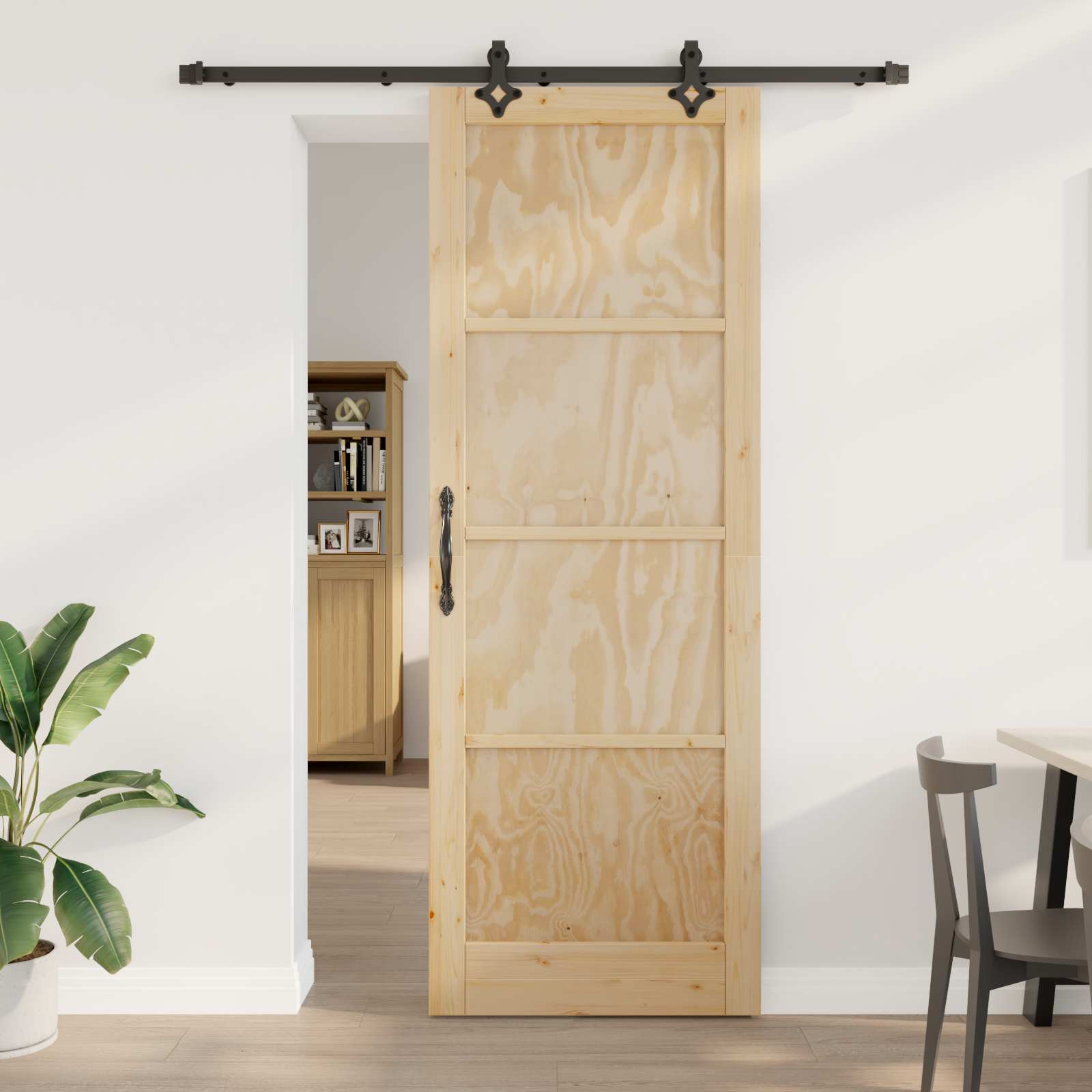 vidaXL Drzwi przesuwne Naturalny i czarny 83 x 232 cm