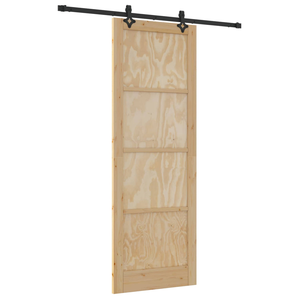 vidaXL Drzwi przesuwne Naturalny i czarny 83 x 232 cm