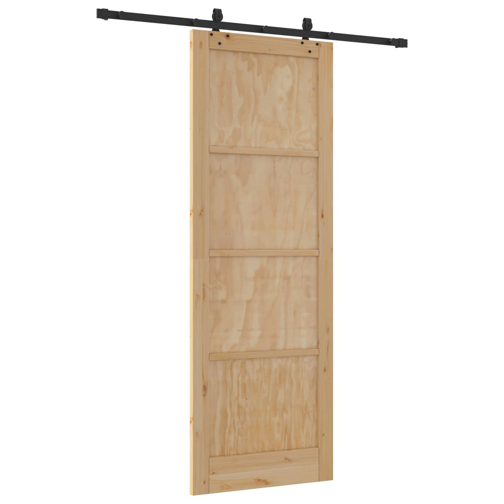 vidaXL Drzwi przesuwne Naturalny i czarny 83 x 232 cm