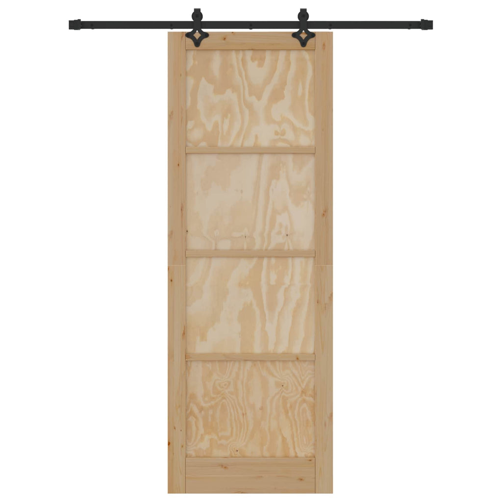 vidaXL Drzwi przesuwne Naturalny i czarny 83 x 232 cm