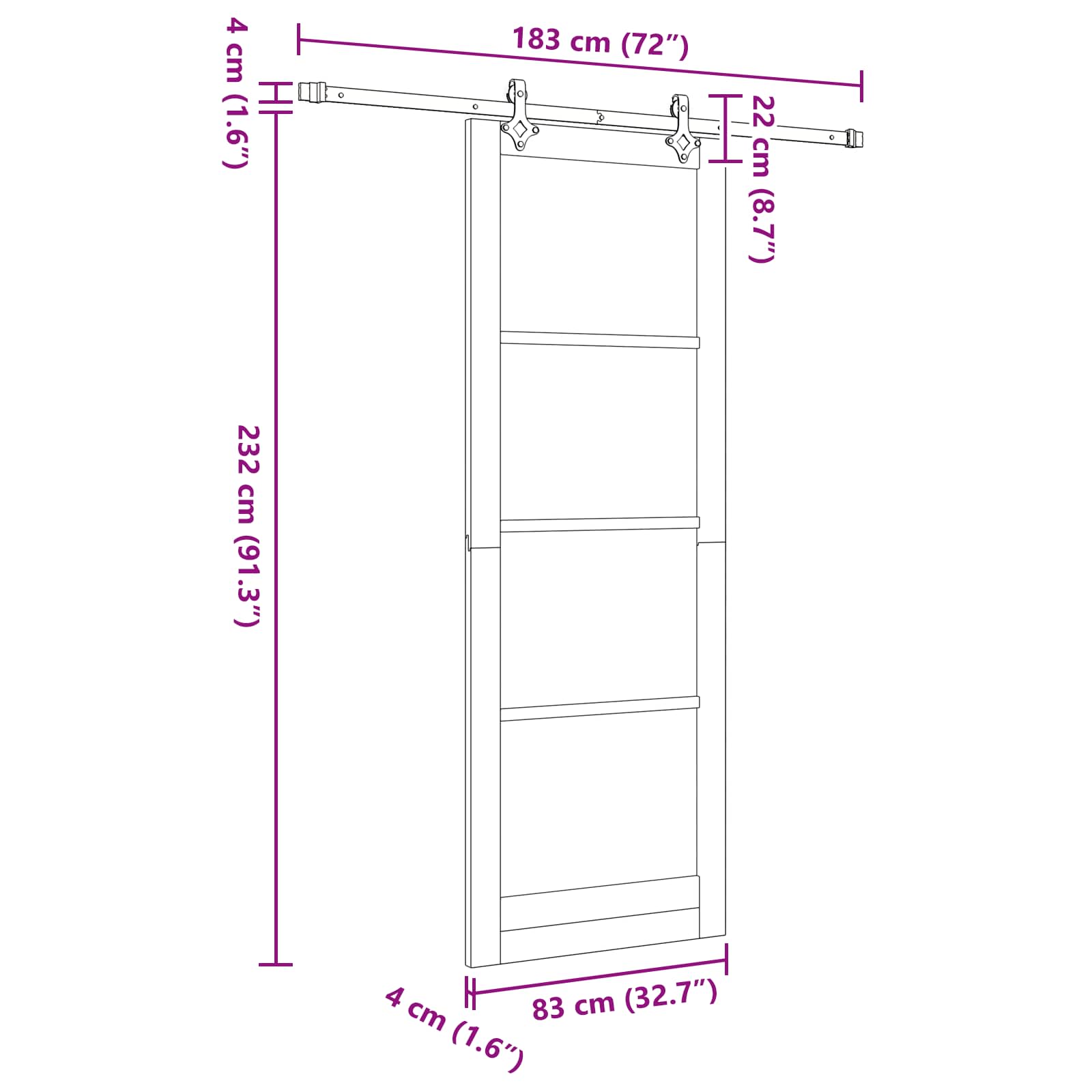 vidaXL Drzwi przesuwne Naturalny i czarny 83 x 232 cm