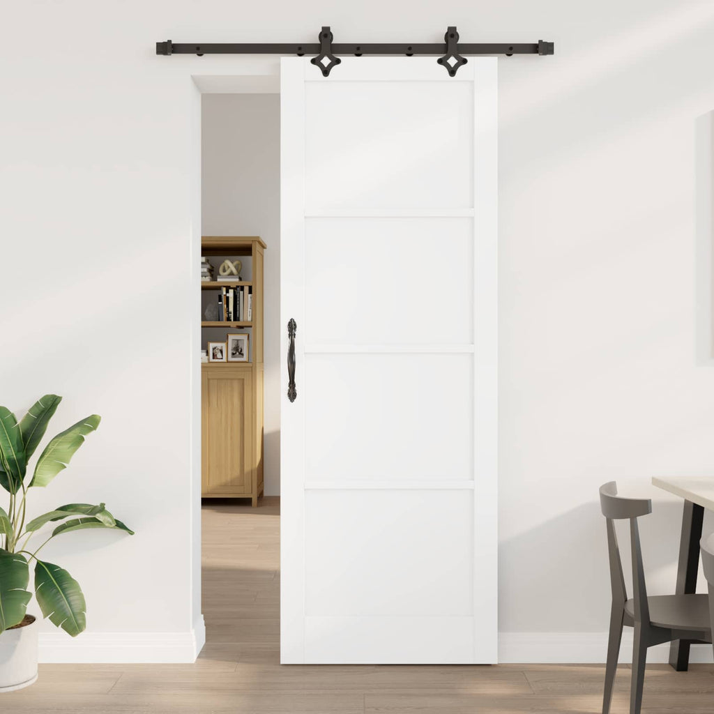 vidaXL Drzwi przesuwne ORKDAL Biały 83 x 232 cm Lite drewno sosnowe