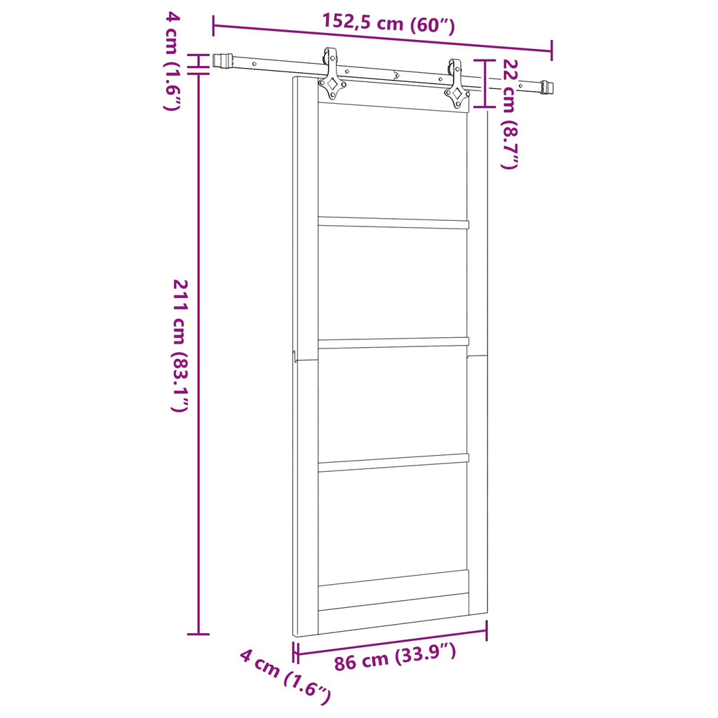 vidaXL Drzwi przesuwne ORKDAL naturalny 86 x 211 cm