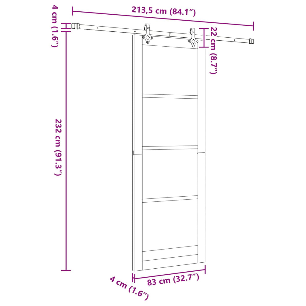 vidaXL Drzwi przesuwne ORKDAL naturalny 83 x 232 cm