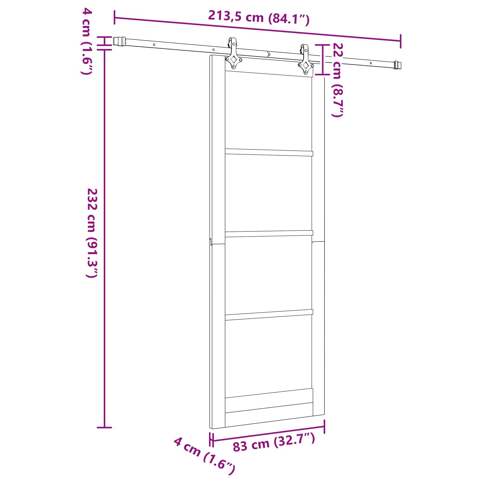 vidaXL Drzwi przesuwne ORKDAL Biały 83 x 232 cm Lite drewno sosnowe