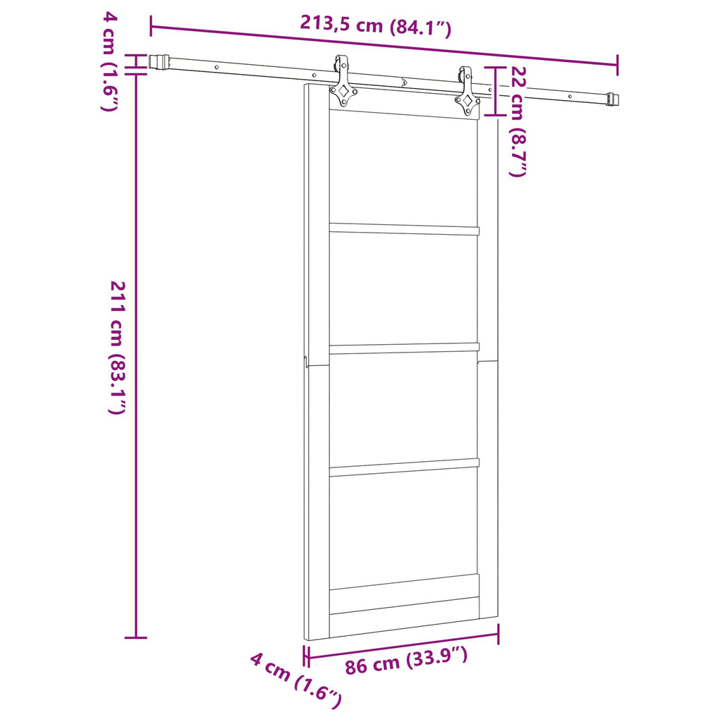 vidaXL Drzwi przesuwne ORKDAL naturalny 86 x 211 cm