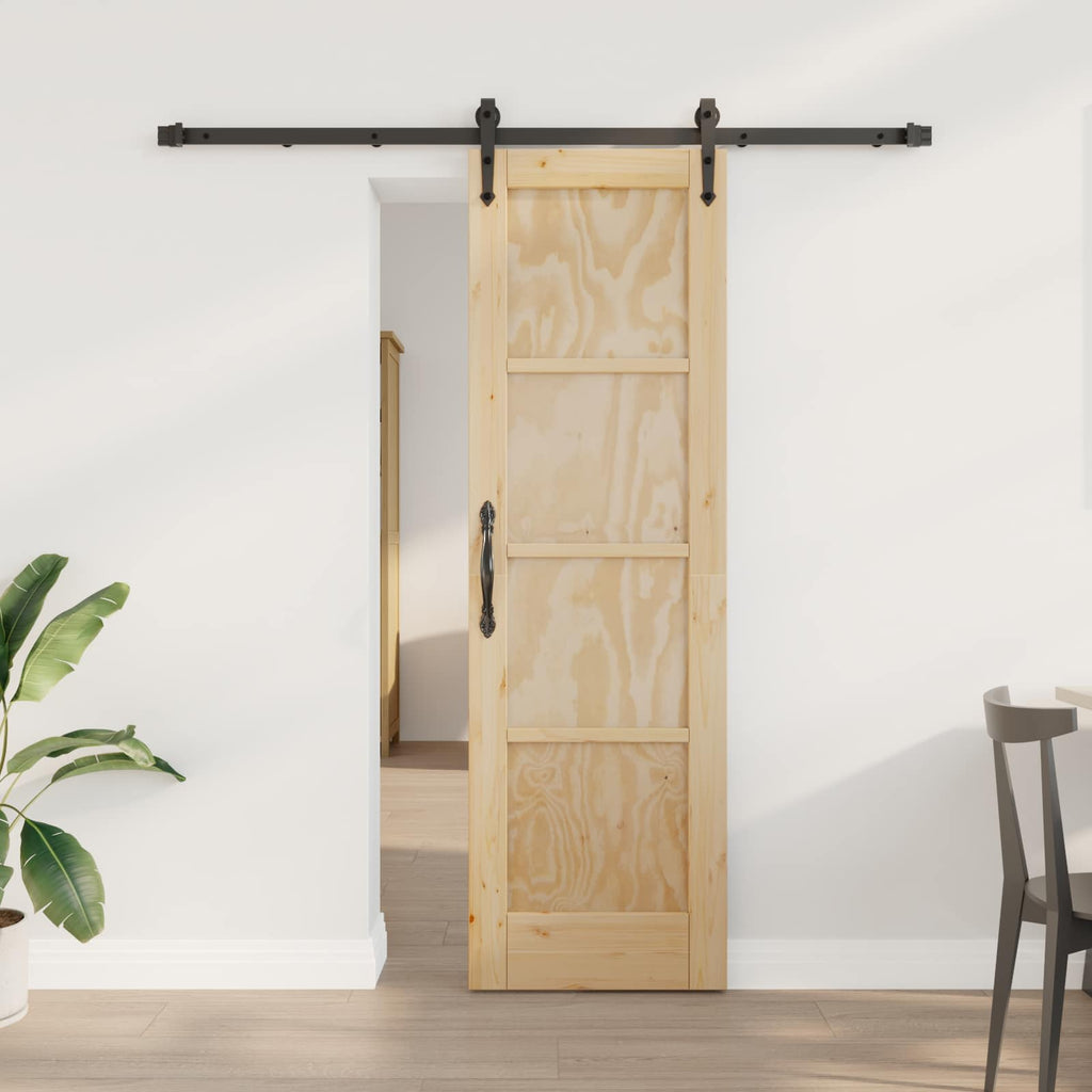 vidaXL Drzwi przesuwne ORKDAL Naturalny i czarny 61 x 198,5 cm
