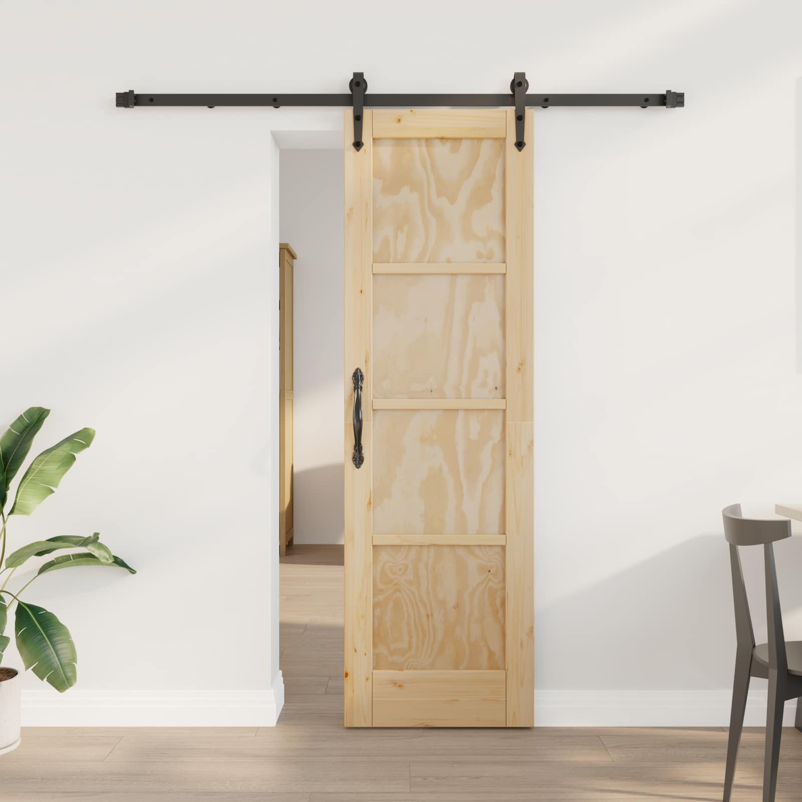 vidaXL Drzwi przesuwne ORKDAL Naturalny i czarny 61 x 198,5 cm
