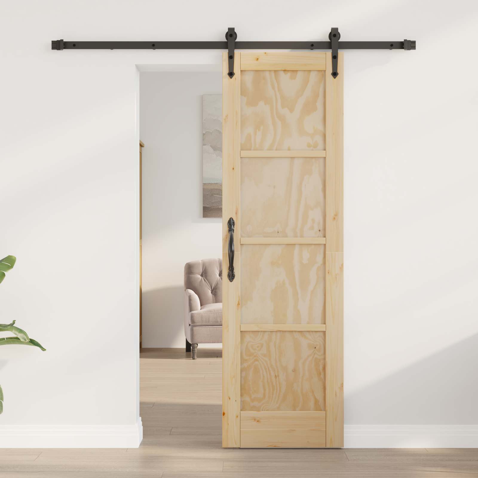 vidaXL Drzwi przesuwne ORKDAL Naturalny i czarny 61 x 198,5 cm