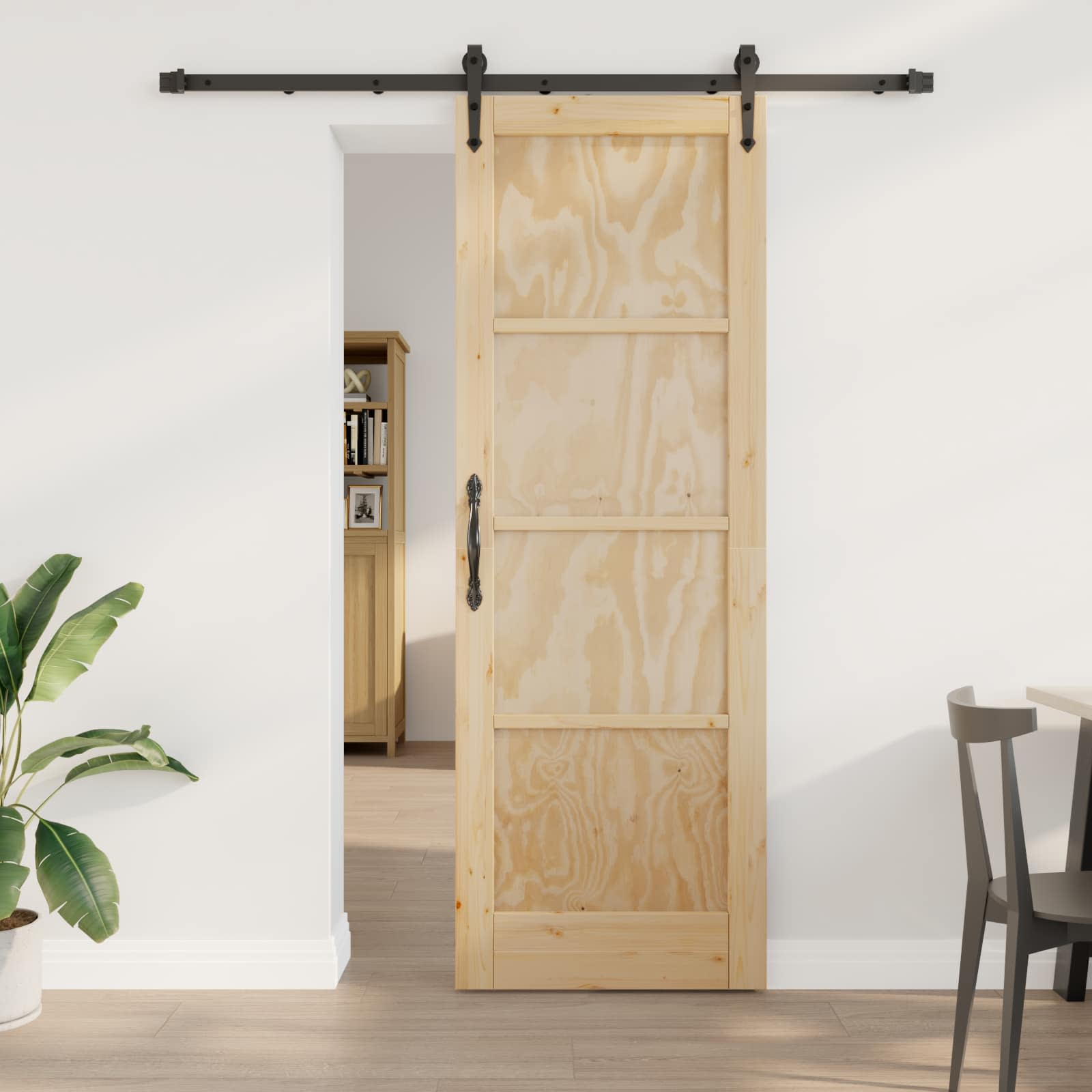 vidaXL Drzwi przesuwne ORKDAL Naturalny i czarny 73,5 x 211 cm
