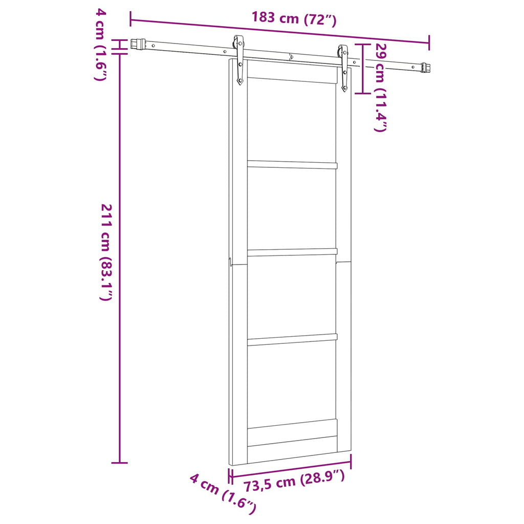 vidaXL Drzwi przesuwne ORKDAL Naturalny i czarny 73,5 x 211 cm