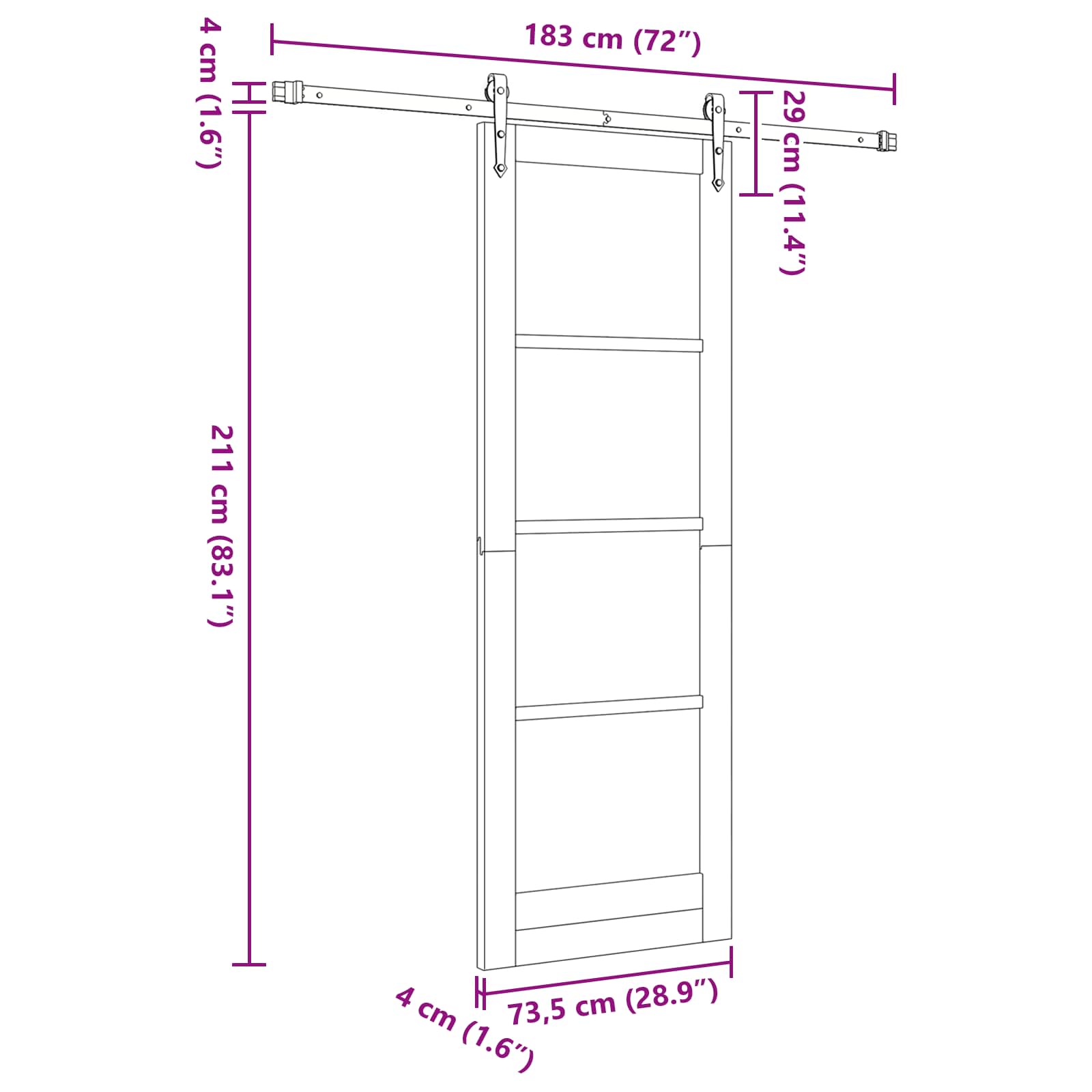 vidaXL Drzwi przesuwne ORKDAL Naturalny i czarny 73,5 x 211 cm