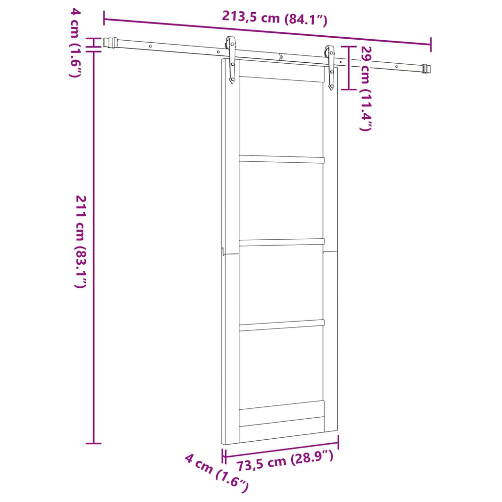 vidaXL Drzwi przesuwne ORKDAL naturalny 73,5 x 211 cm