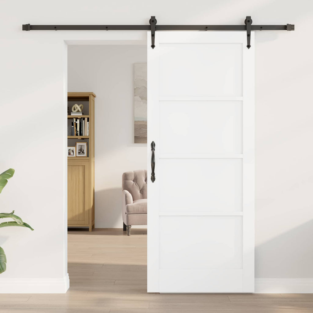 vidaXL Drzwi przesuwne ORKDAL Biały 83 x 202 cm Lite drewno sosnowe