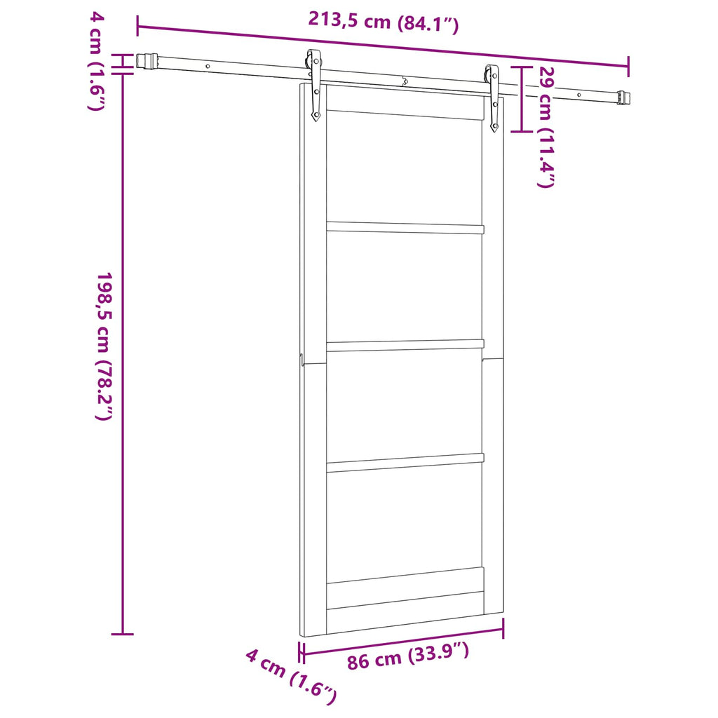 vidaXL Drzwi przesuwne ORKDAL naturalny 86 x 198,5 cm