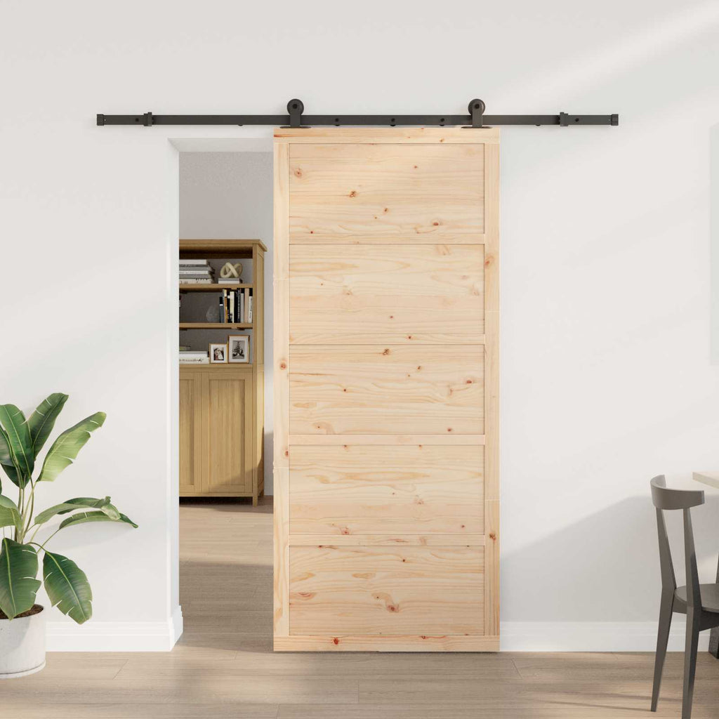 vidaXL Drzwi przesuwne naturalny 100 x 208 cm Lite drewno sosnowe