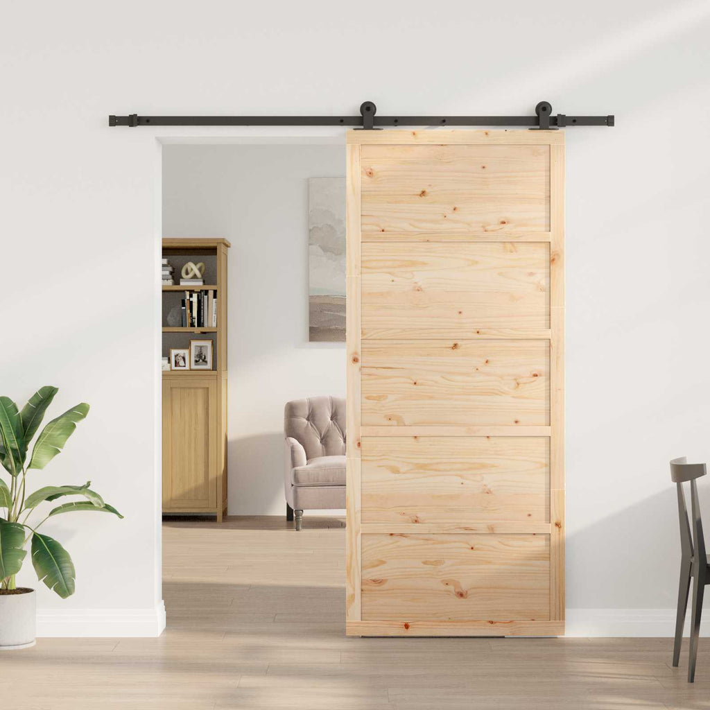 vidaXL Drzwi przesuwne naturalny 100 x 208 cm Lite drewno sosnowe