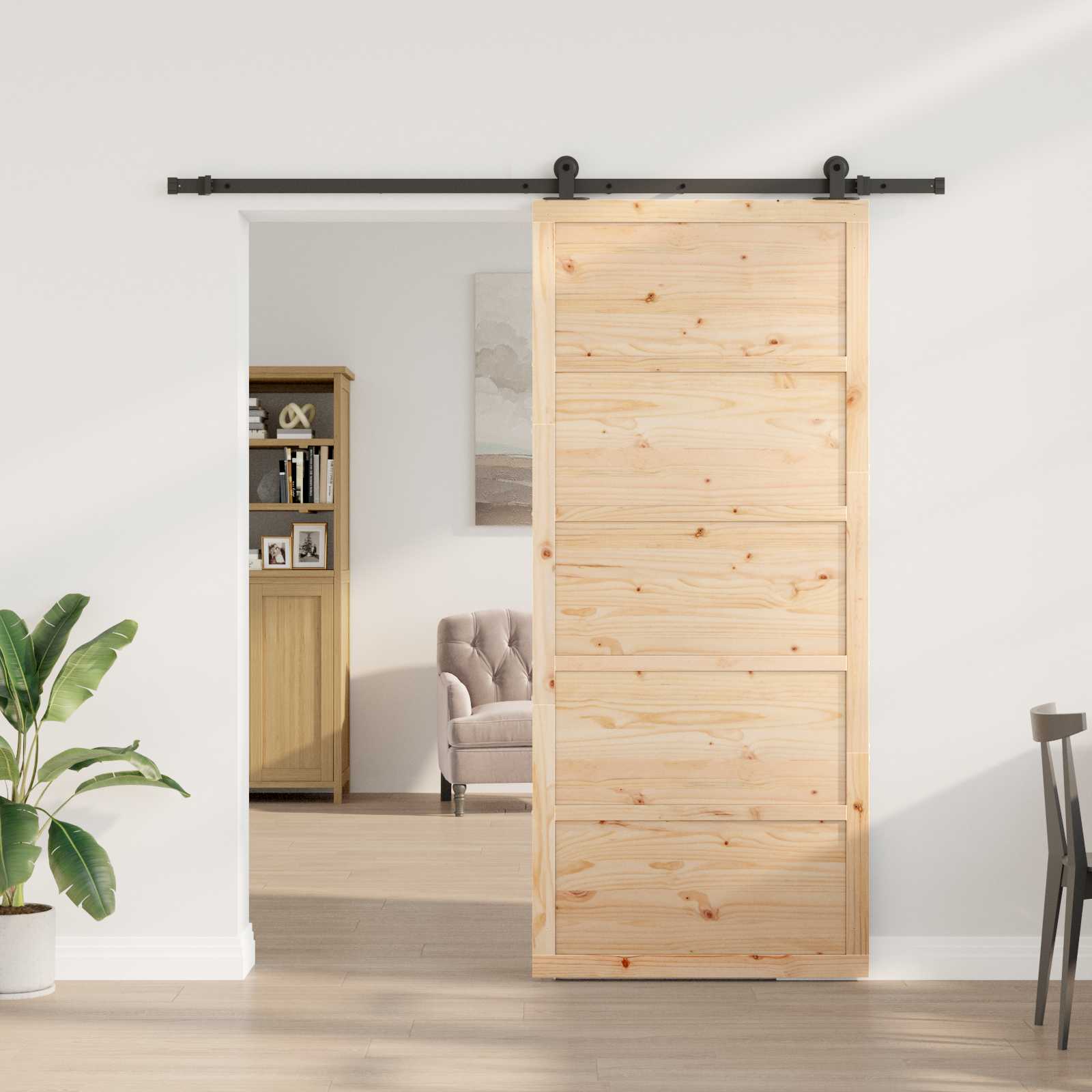 vidaXL Drzwi przesuwne naturalny 100 x 208 cm Lite drewno sosnowe