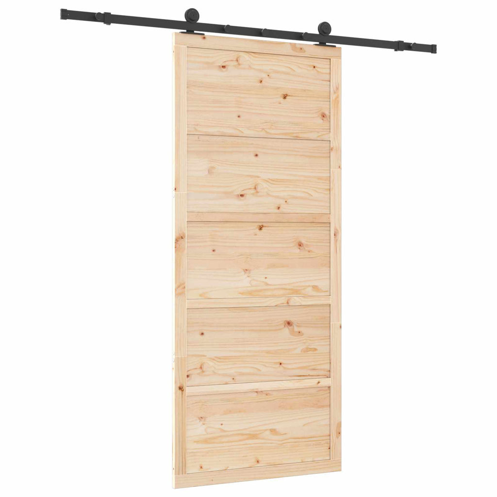 vidaXL Drzwi przesuwne naturalny 100 x 208 cm Lite drewno sosnowe