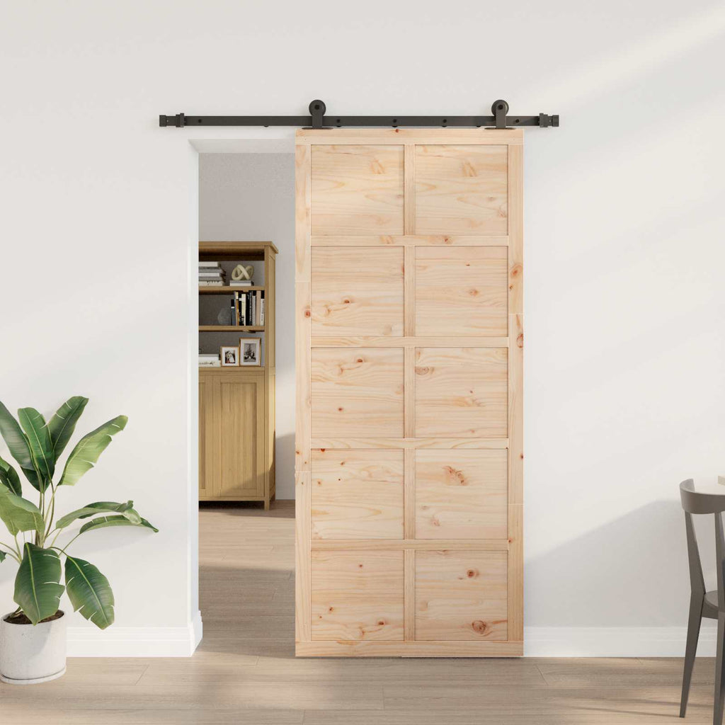vidaXL Drzwi przesuwne naturalny 80 x 208 cm Lite drewno sosnowe