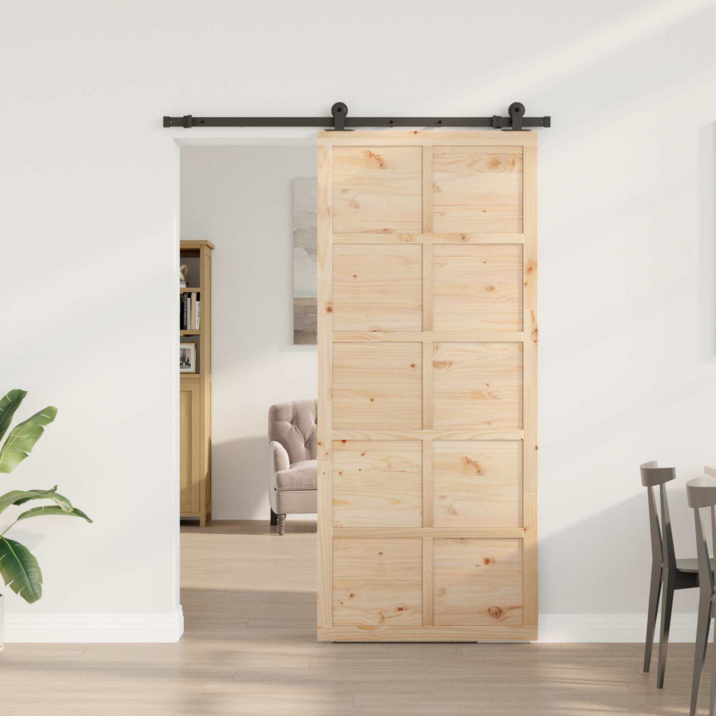 vidaXL Drzwi przesuwne naturalny 80 x 208 cm Lite drewno sosnowe