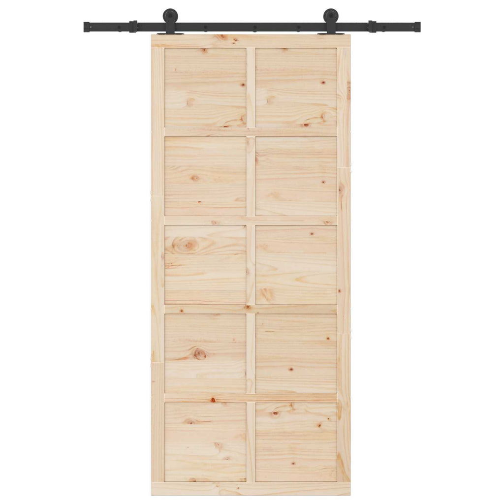 vidaXL Drzwi przesuwne naturalny 80 x 208 cm Lite drewno sosnowe