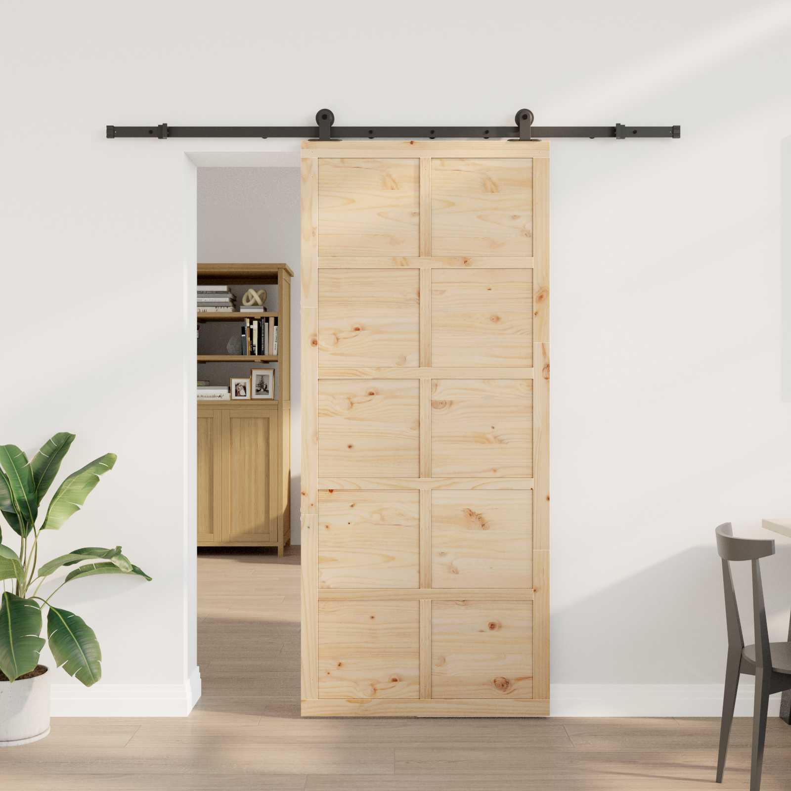 vidaXL Drzwi przesuwne naturalny 80 x 208 cm Lite drewno sosnowe