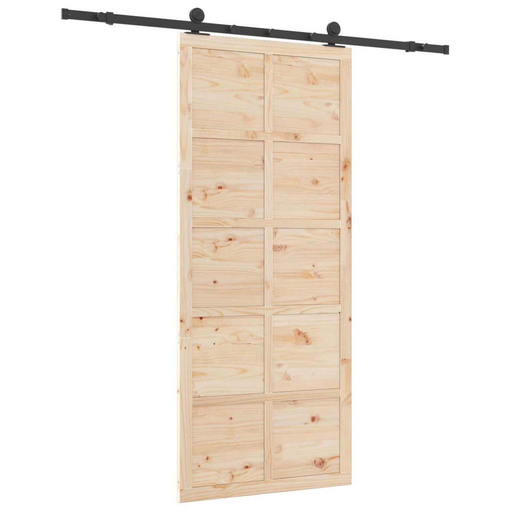 vidaXL Drzwi przesuwne naturalny 80 x 208 cm Lite drewno sosnowe
