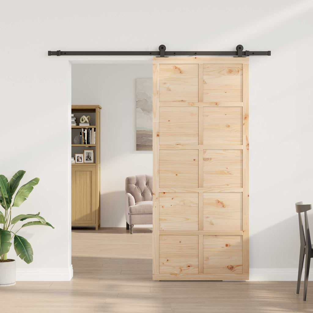 vidaXL Drzwi przesuwne naturalny 100 x 208 cm Lite drewno sosnowe