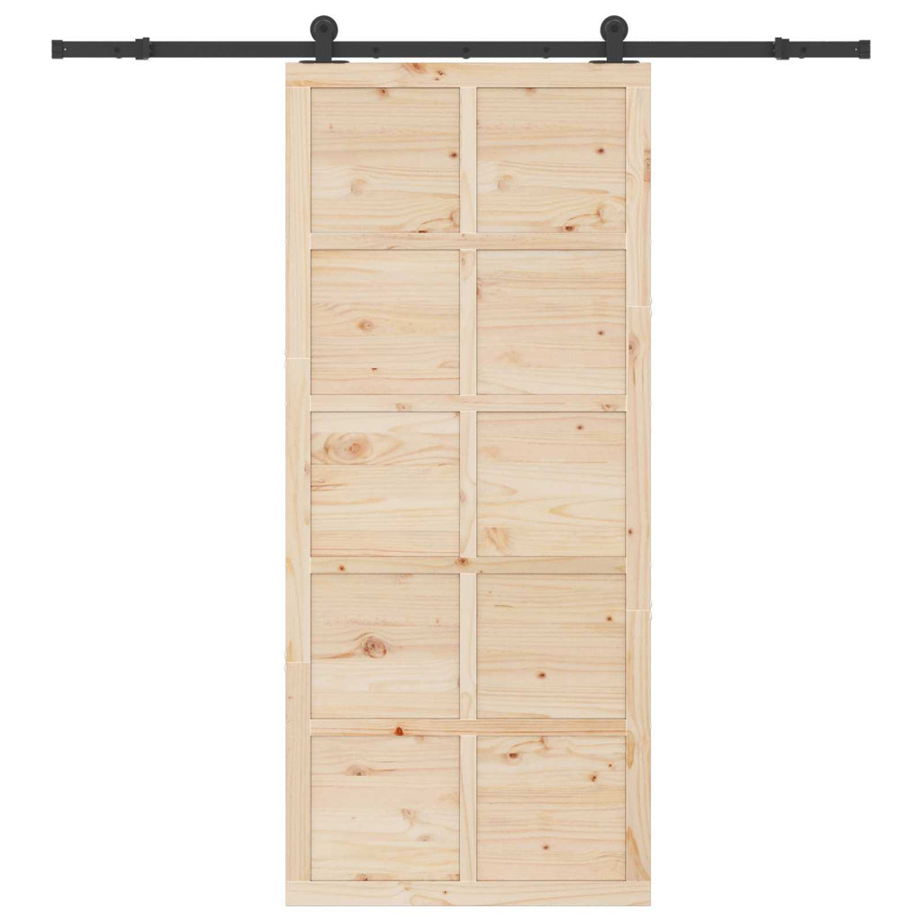 vidaXL Drzwi przesuwne naturalny 100 x 208 cm Lite drewno sosnowe