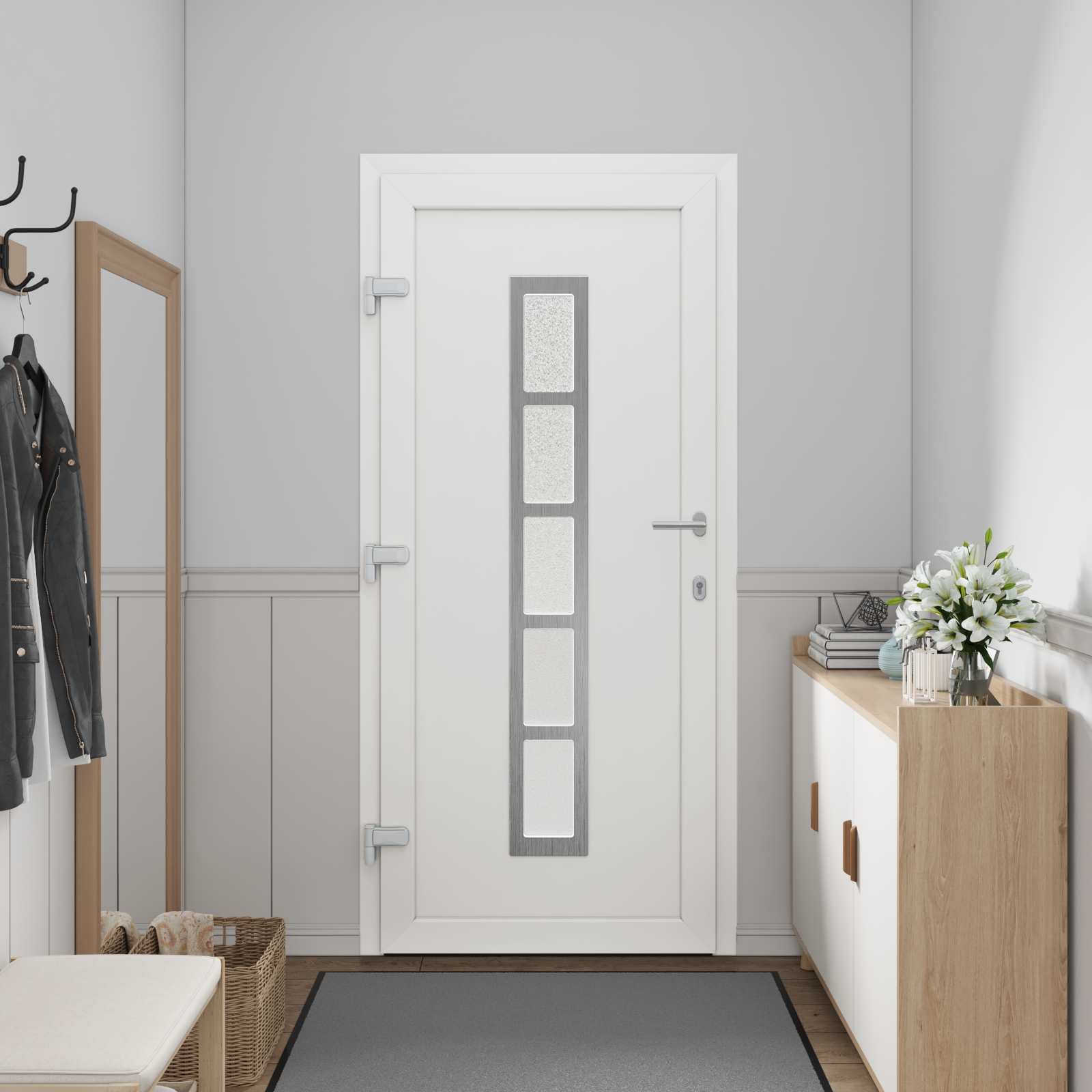 vidaXL Drzwi Frontowe antracytowy 98 x 208 cm PVC