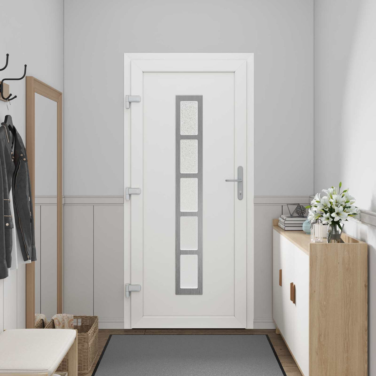 vidaXL Drzwi Frontowe 98 x 208 cm PVC Biały