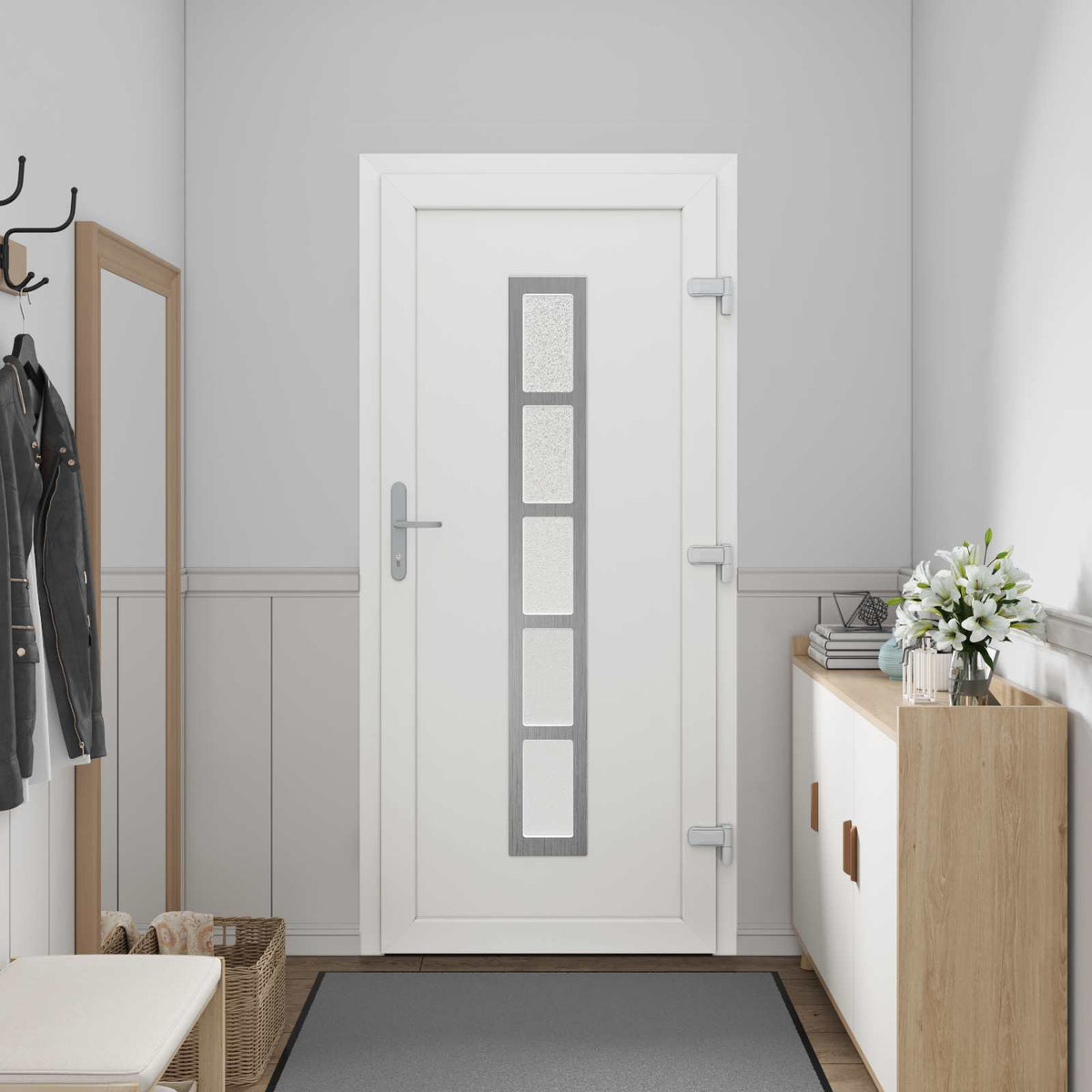 vidaXL Drzwi Frontowe Biały 108 x 208 cm PVC
