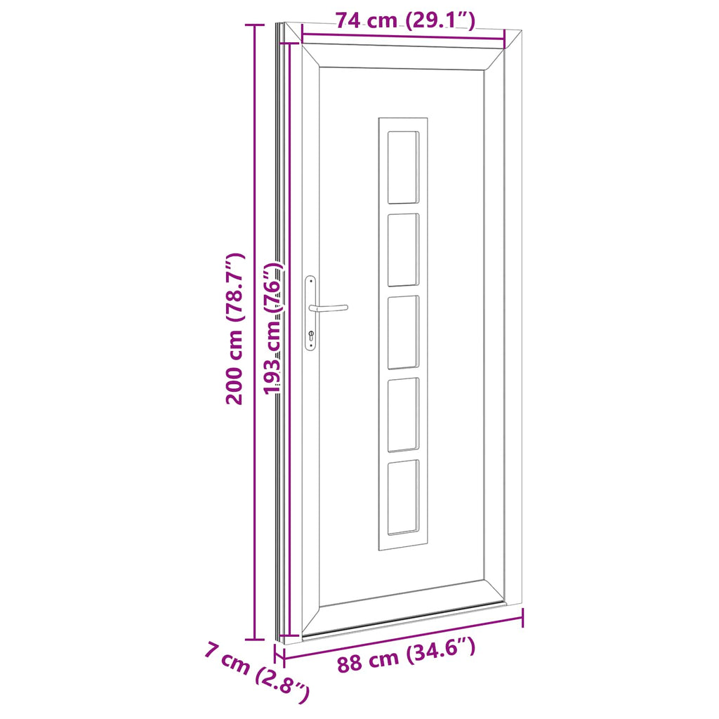 vidaXL Drzwi Frontowe antracytowy 88 x 200 cm PVC