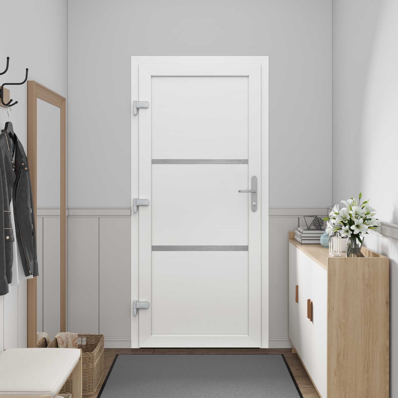 vidaXL Drzwi Frontowe Biały 98 x 208 cm PVC