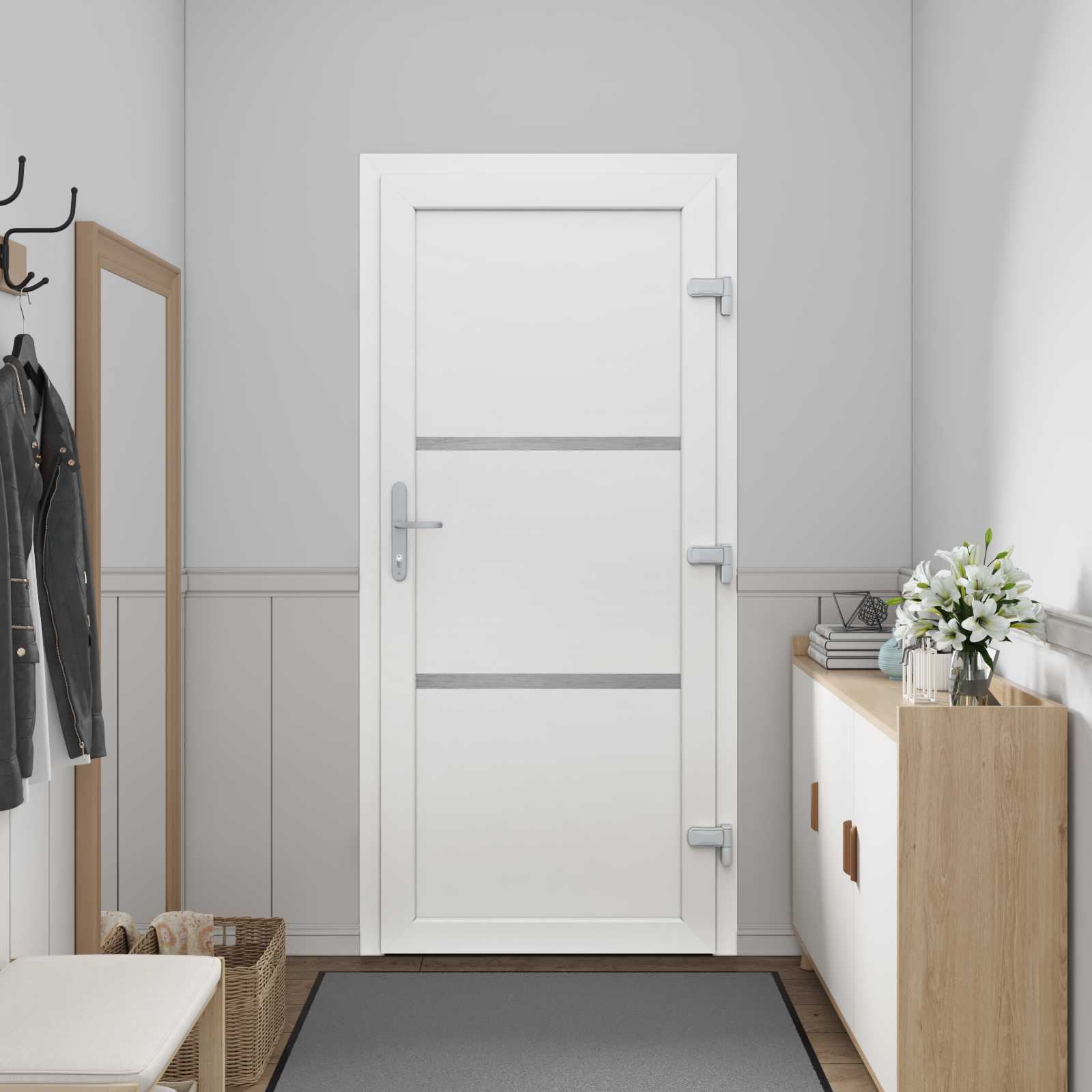 vidaXL Drzwi Frontowe Biały 108 x 208 cm PVC