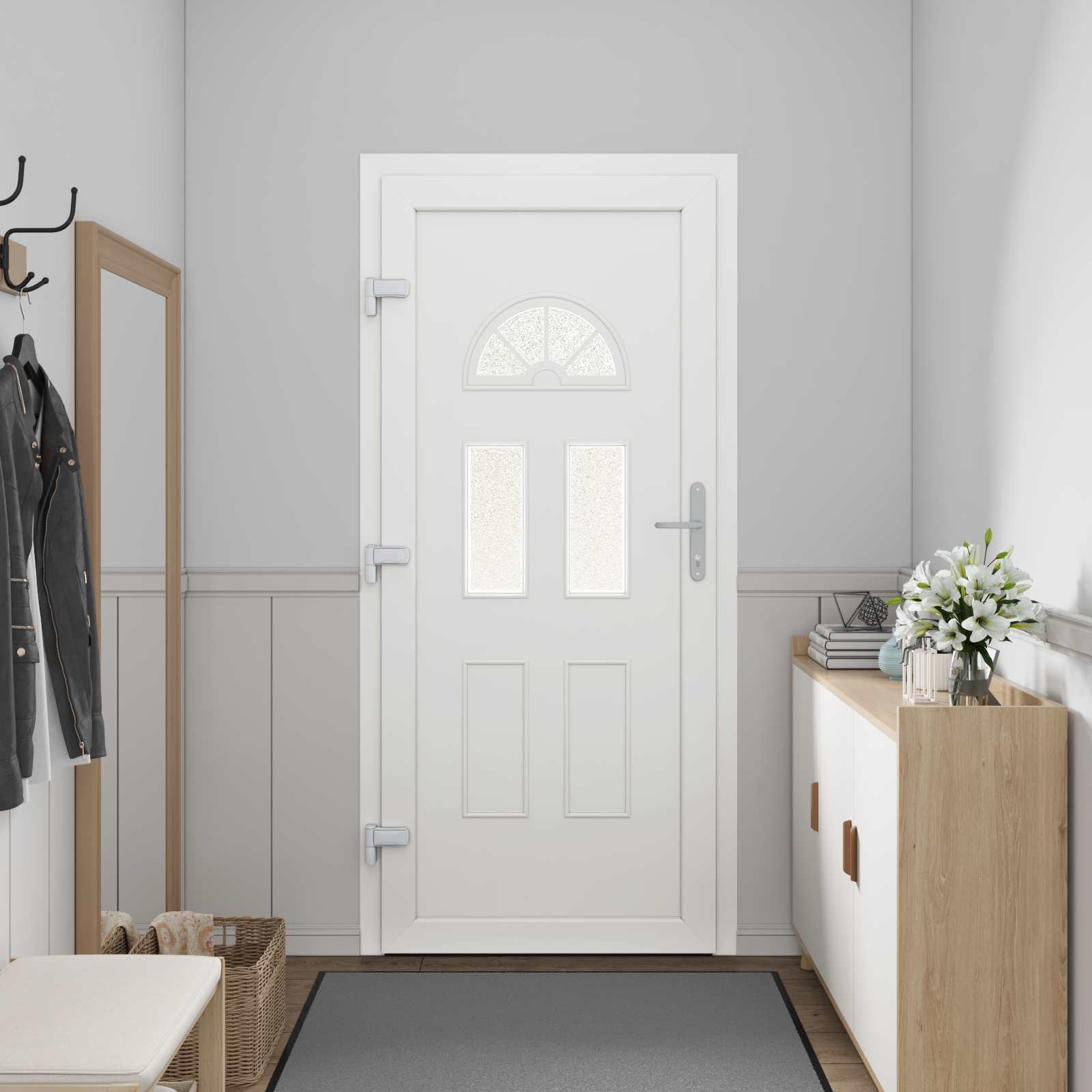 vidaXL Drzwi Frontowe antracytowy 98 x 208 cm PVC