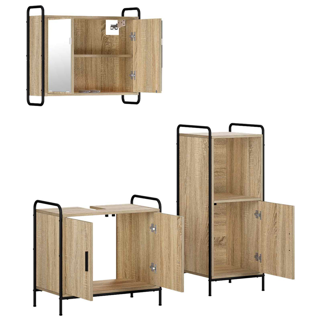 vidaXL Zestaw Szafek Łazienkowych 3 szt. dąb Sonoma 40 x 36 x 99,5 cm