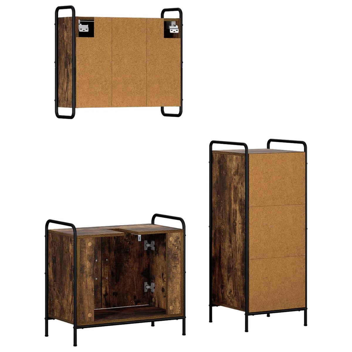 vidaXL Zestaw Szafek Łazienkowych 3 szt. Dąb wędzony 40 x 36 x 99,5 cm