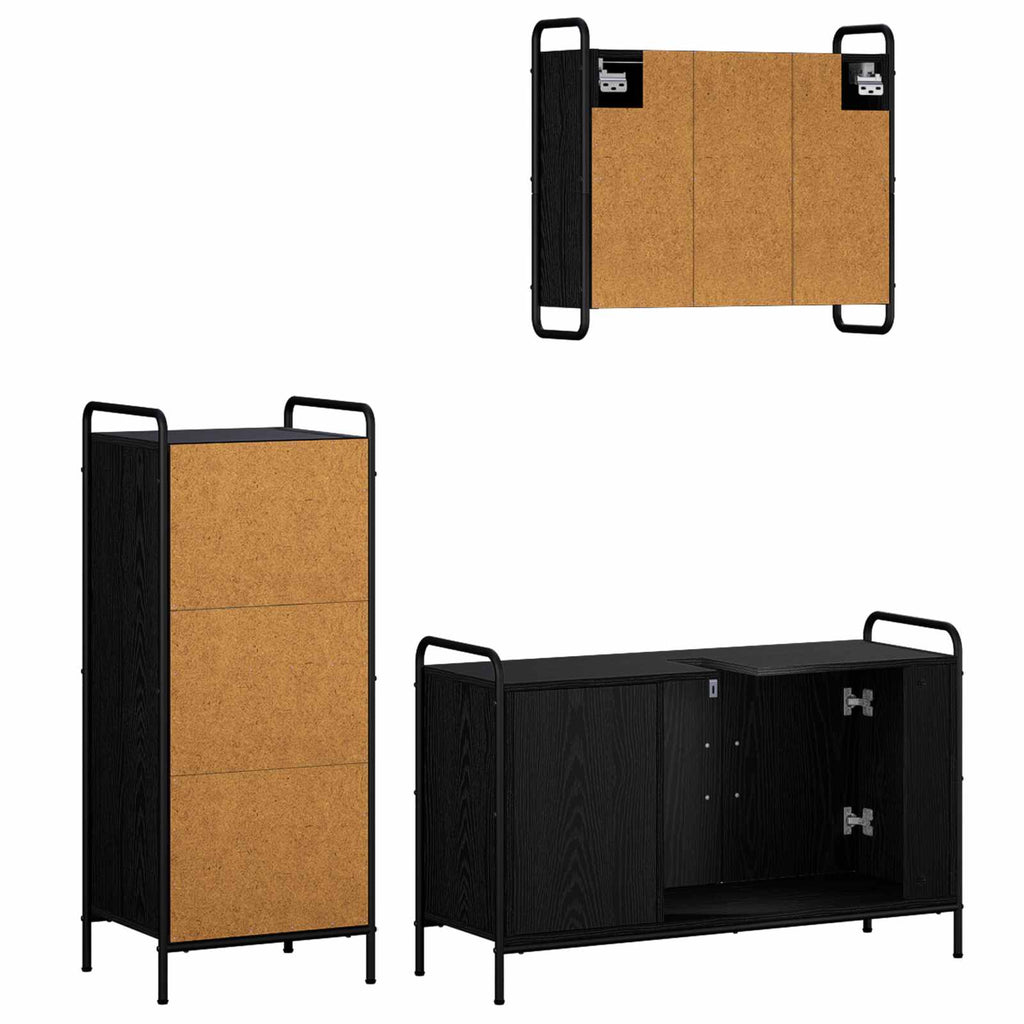 vidaXL Zestaw Szafek Łazienkowych 3 szt. Czarny dąb 40 x 36 x 99,5 cm