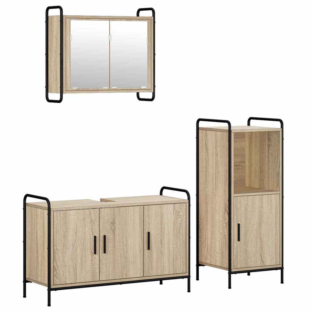 vidaXL Zestaw Szafek Łazienkowych 3 szt. dąb Sonoma 40 x 36 x 99,5 cm